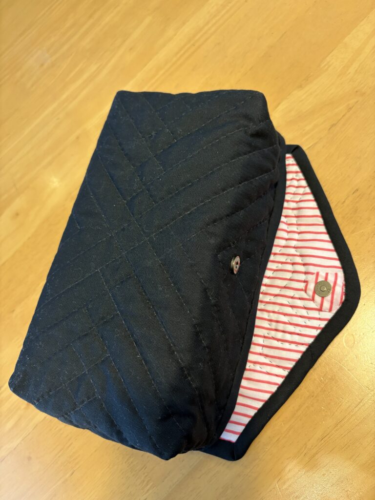 黒布に黒糸でキルティングした箱部分